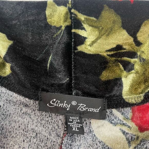 Slinky Brand Red Roses Velvet Open Front Cardigan Size XL - Picture 4 of 8